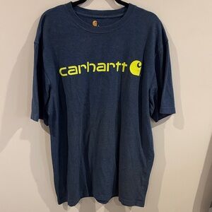 Carhartt Navy Blue Tee with Yellow Logo